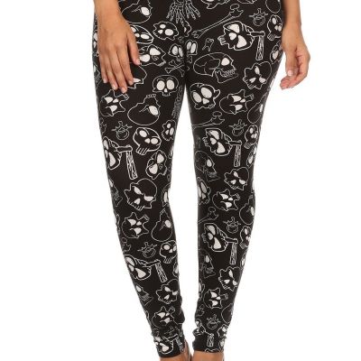 Plus Size Print, Full Length Leggings In A Fitted Style With A Banded High Waist